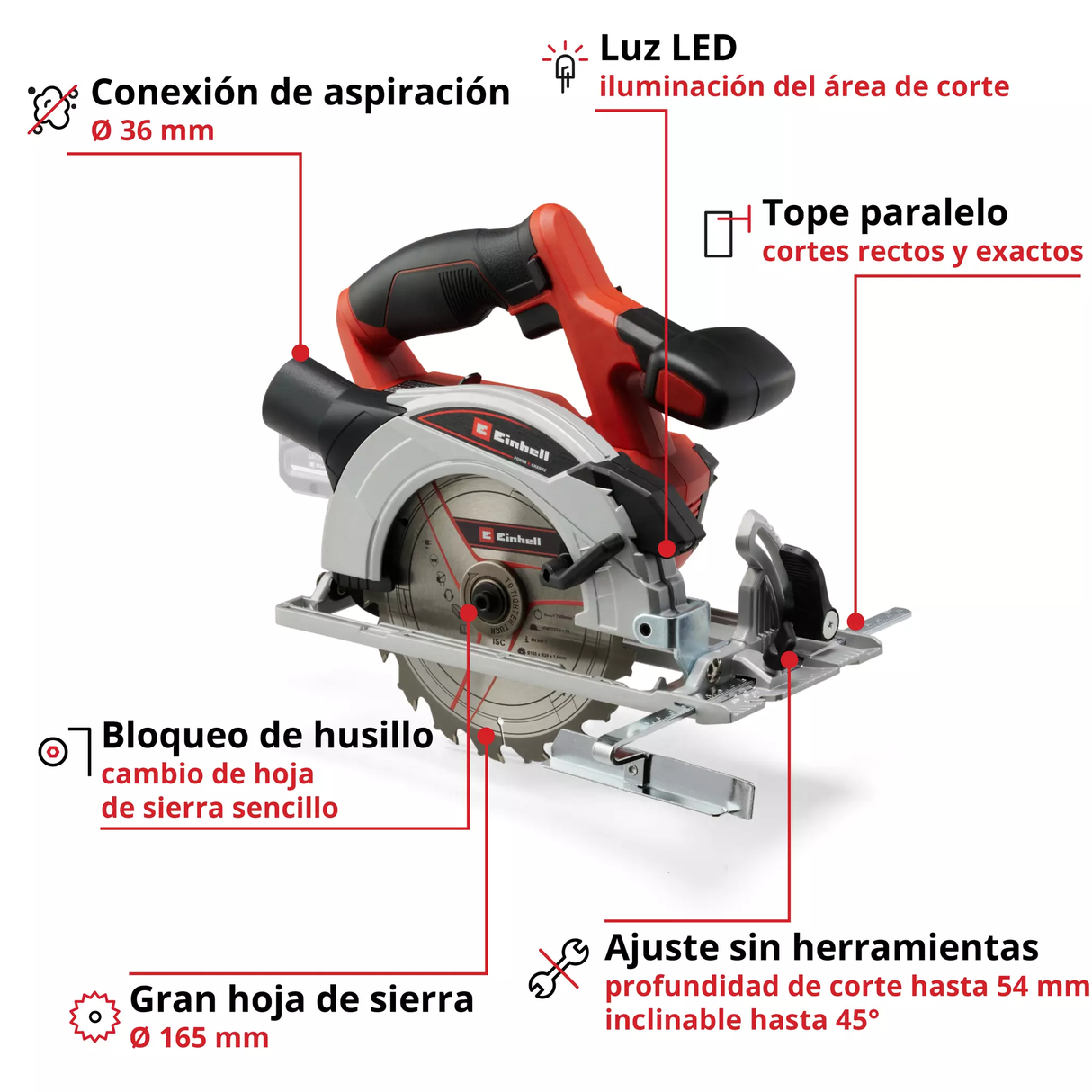 Sierra circular Inalámbrica Einhell  Te-Cs 18/165-1 Li - Solo