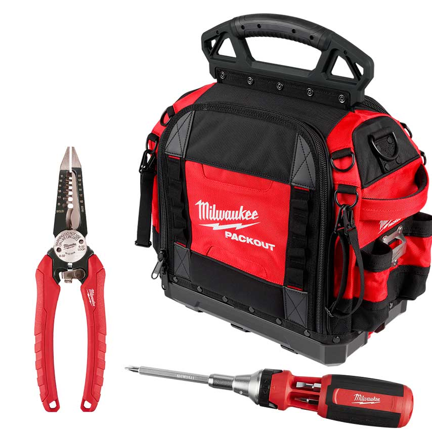 Combo Bolso de Herramientas + Destornillador 6 en 1 +  Pinza 6 en 1 Milwaukee 4822-8316P