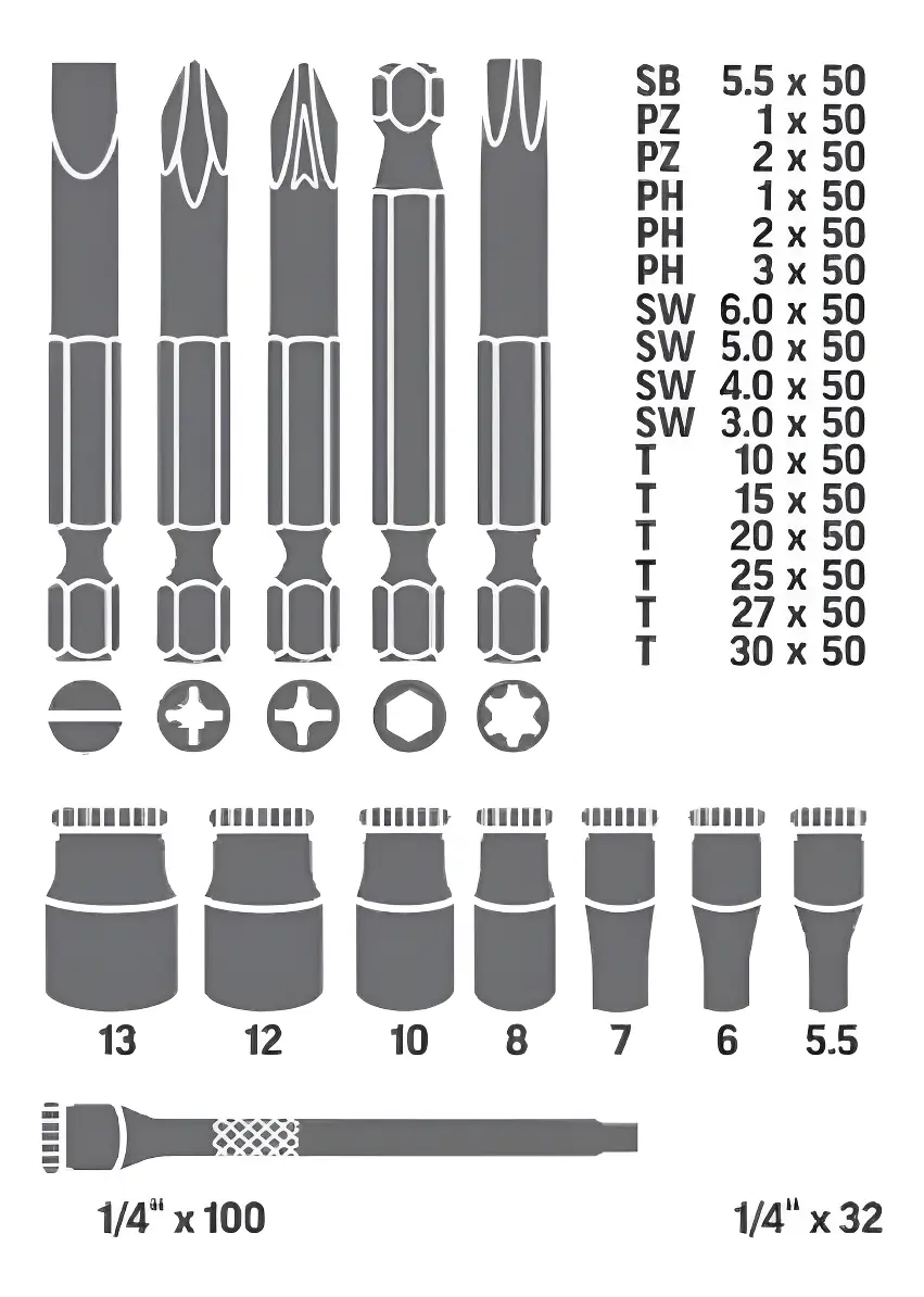 Juego Estuche Llave Crique Articulada 1/4'' con 26 piezas Alemán Witte 655003000