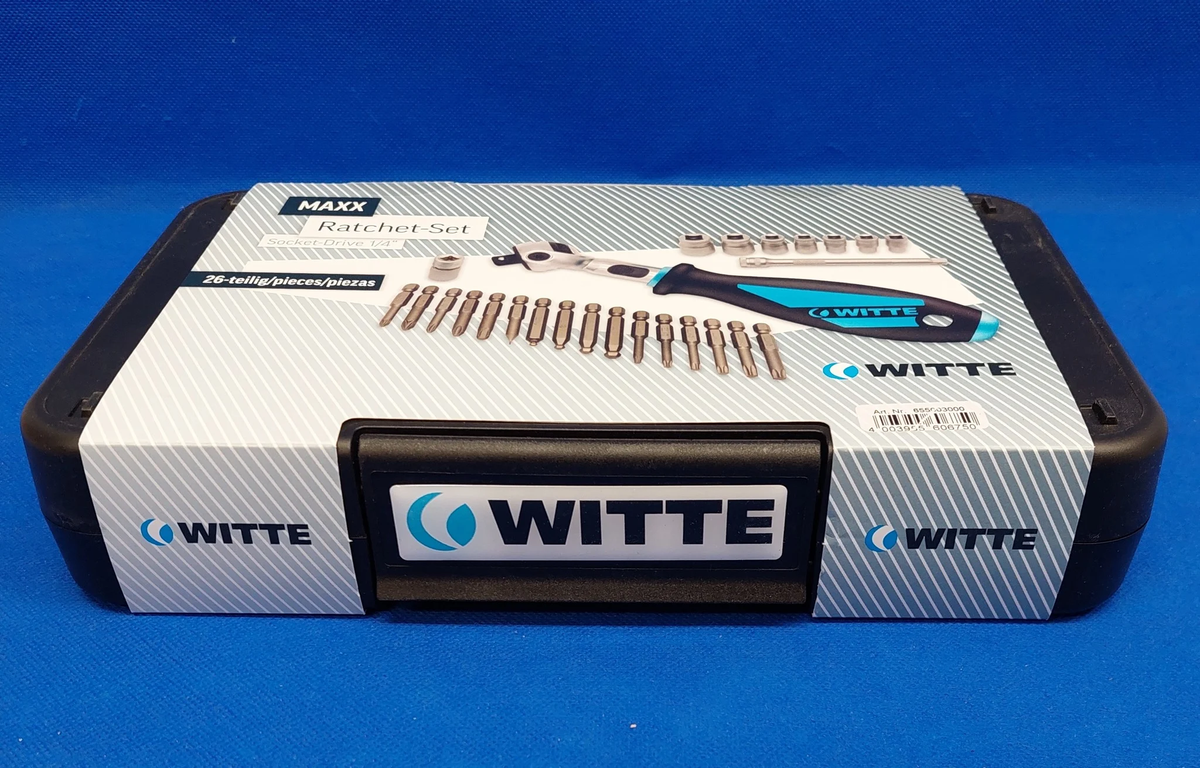Juego Estuche Llave Crique Articulada 1/4'' con 26 piezas Alemán Witte 655003000