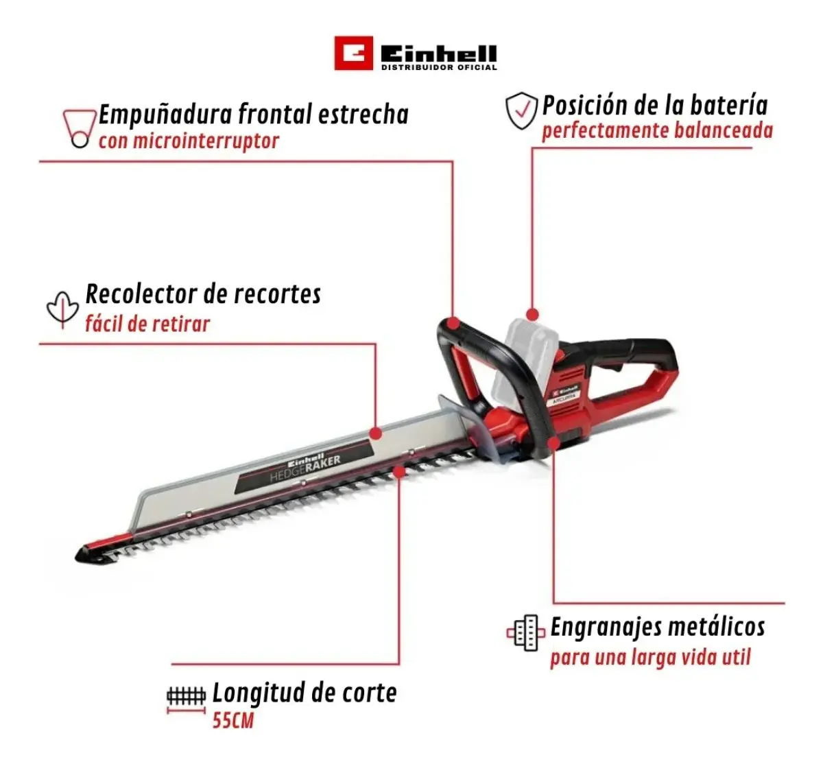 Cortacerco Inalámbrico Arcurra 18/55 + Starter Kit 4 Ah 18V Einhell