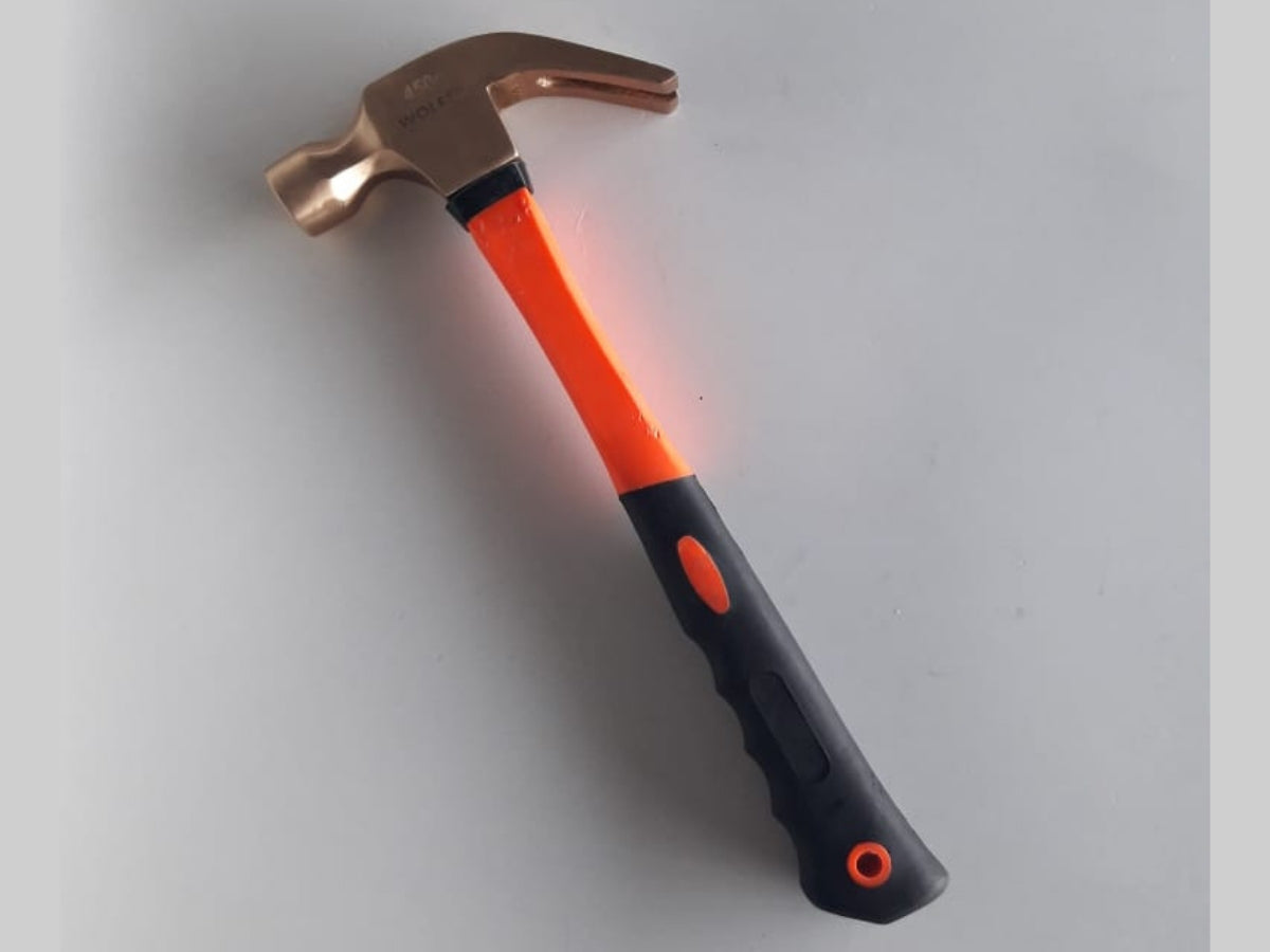 Martillo antichispa cobre-berilio con empuñadura ergonómica antideslizante para seguridad industrial