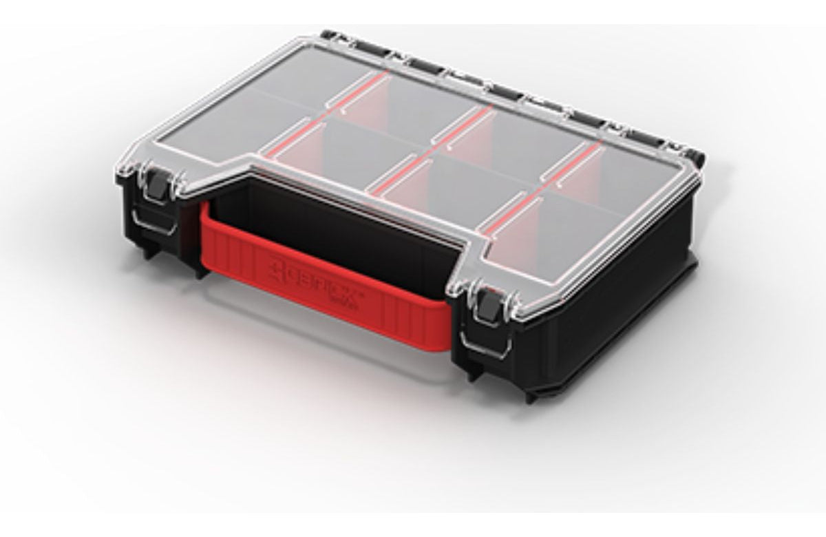 Detalle de divisores ajustables internos del organizador Qbrick profesional