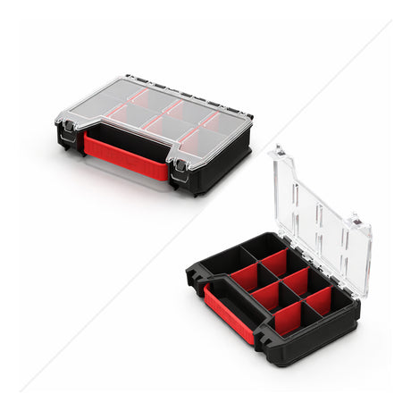 Organizador de tornillos y accesorios Qbrick modular profesional, vista frontal cerrado