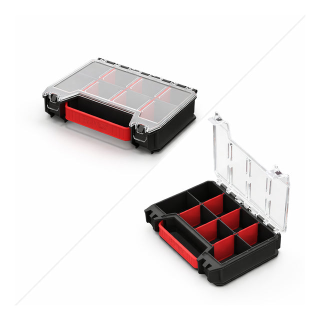 Organizador de tornillos y accesorios Qbrick modular profesional, vista frontal cerrado