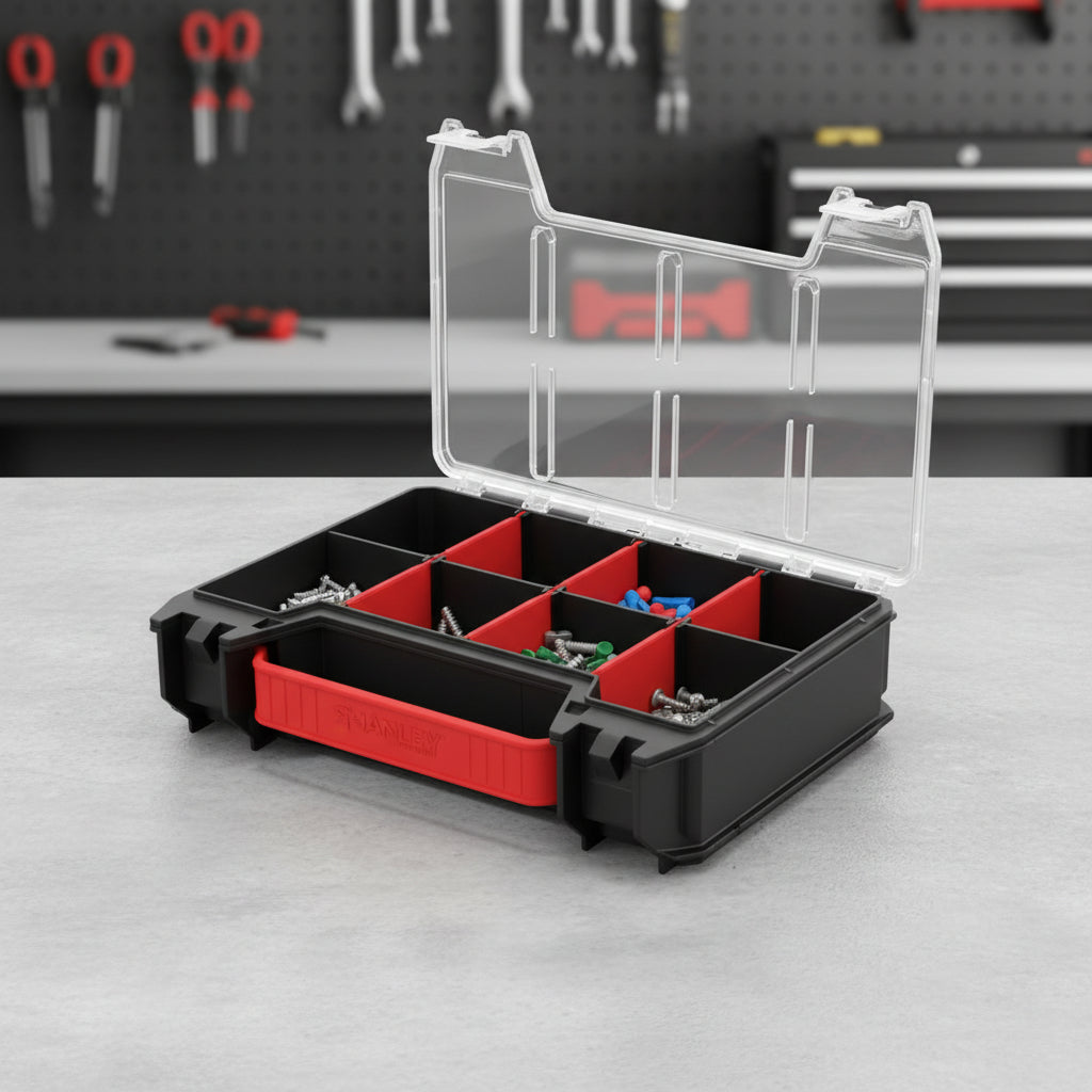 Sistema de cierre seguro del organizador de tornillos Qbrick modular