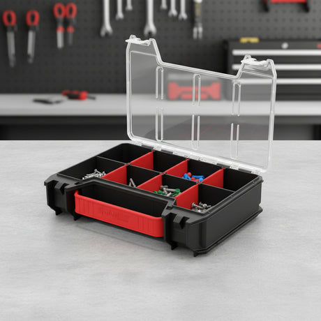 Sistema de cierre seguro del organizador de tornillos Qbrick modular