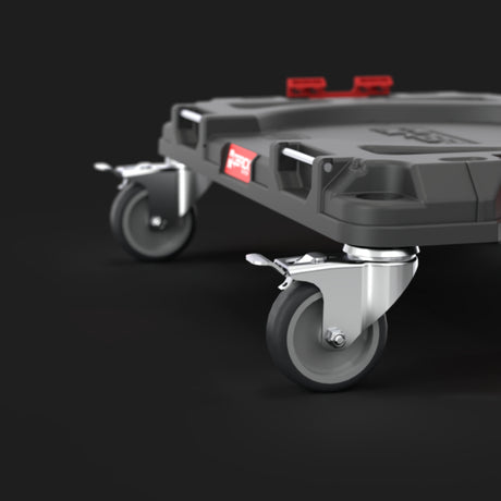 Plataforma Qbrick Pro 100kg en uso, ideal para transporte en taller y obra