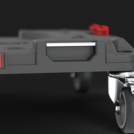 Vista inferior de la plataforma Qbrick Pro 100kg, estructura reforzada