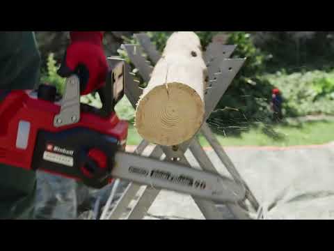 Video demostrativo motosierra inalámbrica Einhell FORTEXXA 18/30, funcionamiento del motor sin escobillas, corte profesional y características técnicas