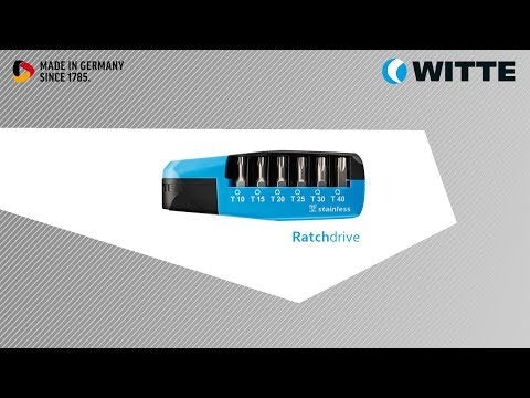 Juego caja de 7 puntas diamante + trinquete WITTE RATCHDRIVE 1/4" 25mm:PH1-3/PZ1-3