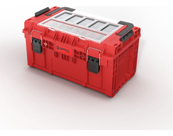 Caja de herramientas modular Qbrick Prime 250 de 26 litros con tapa organizadora, vista frontal completa