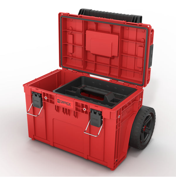 Interior con compartimentos del carro de herramientas Qbrick Prime de 37 litros