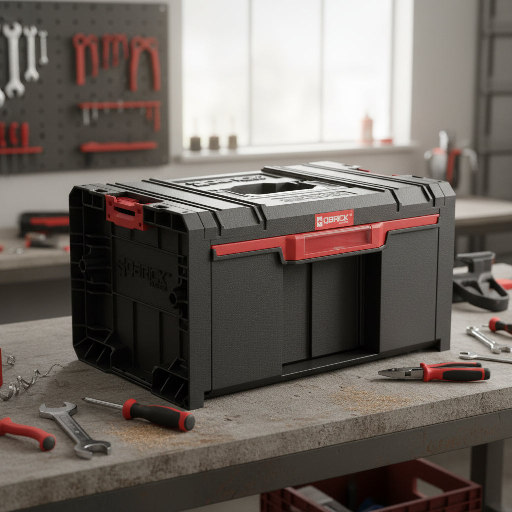 Detalle del sistema de cierre y manija ergonómica Qbrick Pro Drawer 1