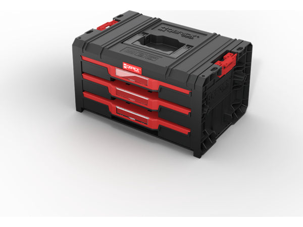Caja de herramientas Qbrick Pro Drawer 3 con tres cajones modulares, vista frontal