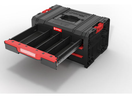 Vista trasera del Qbrick Pro Drawer 3 cajones, sistema de encastre modular