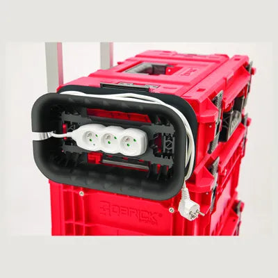 Detalle de sujeción de alargue eléctrico con soporte Qbrick