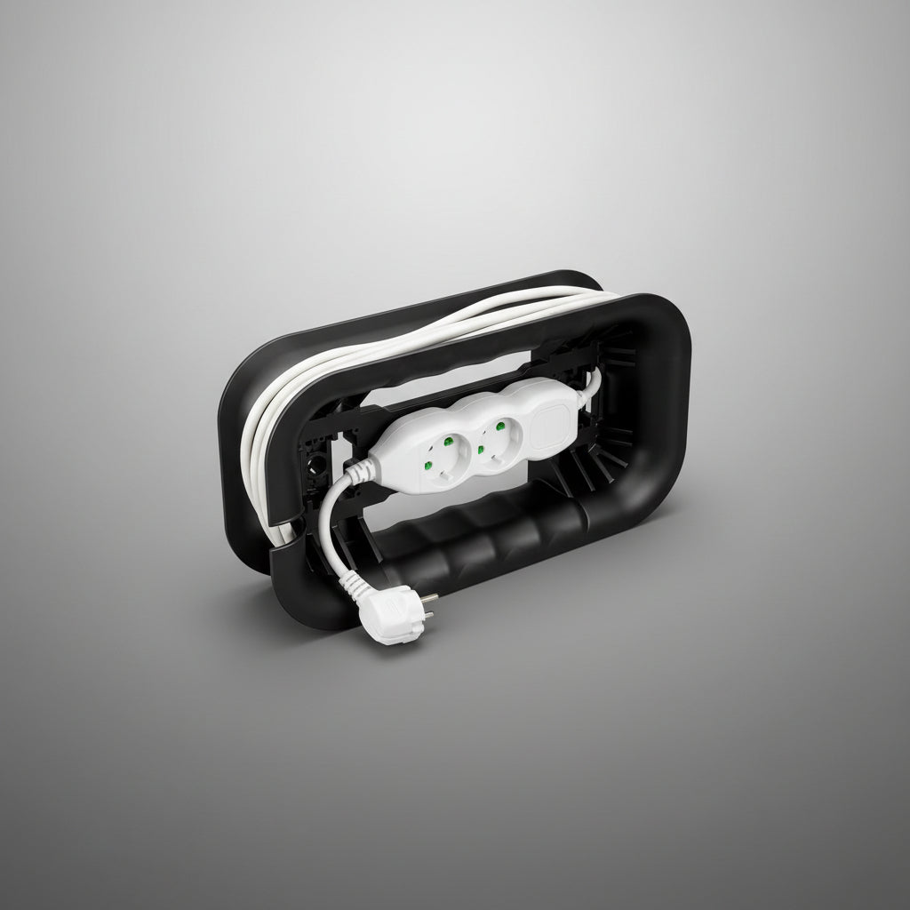 Fijación de alargue eléctrico con soporte Qbrick en interior de caja