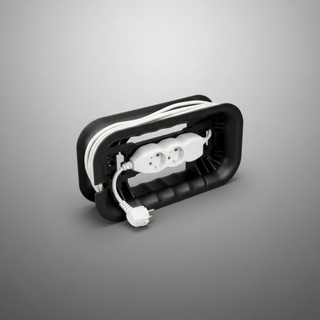 Fijación de alargue eléctrico con soporte Qbrick en interior de caja
