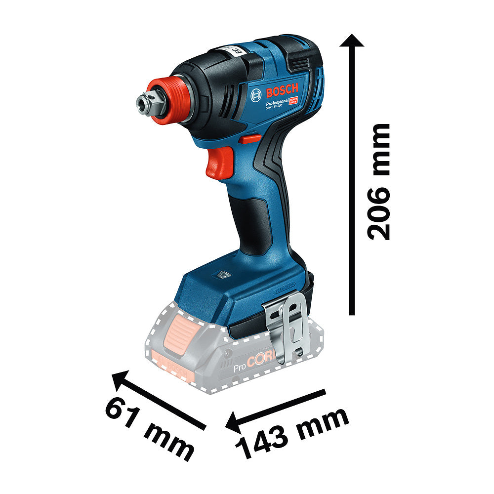 Llave de impacto inalámbrica ¼ y ½" Bosch GDX 18V-200 18V SB