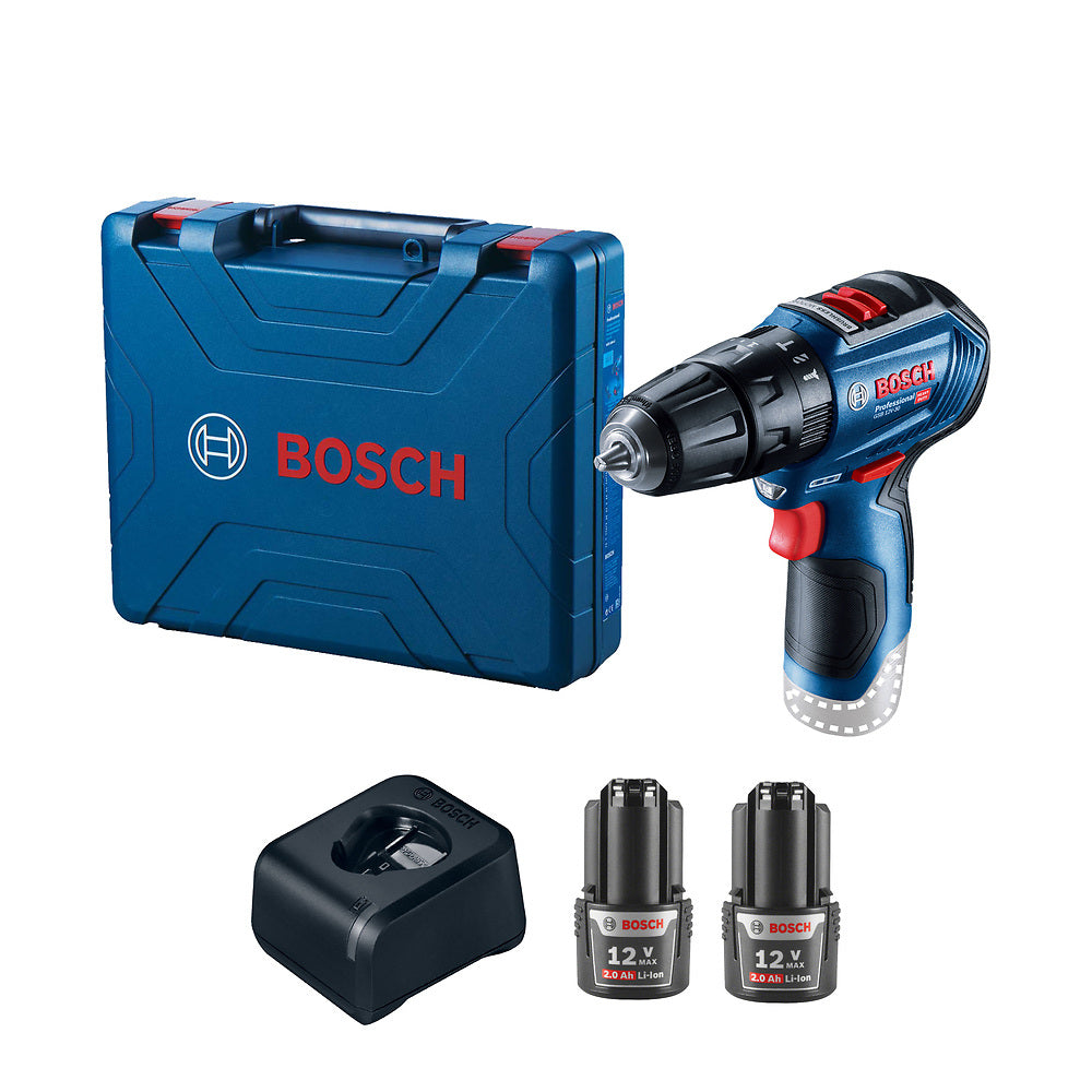 Taladro percutor 3/8" Bosch GSB 12V-30 12V 2 bat+maletín