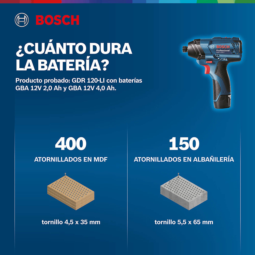 Llave de impacto inalámbrica Bosch GDR 120-LI, 12V SB