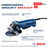 Amoladora angular de 5" Bosch GWS 9-125 P 900W 200V