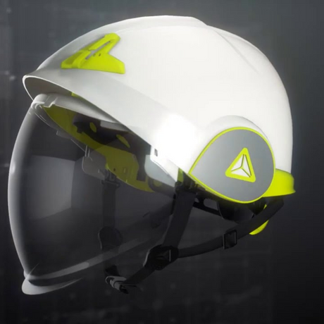 Casco de seguridad con pantalla facial ONYX (fondo negro)