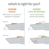 Cutter de Seguridad Retráctil Automático con Mango Metálico SLICE-10491 vs 10490