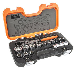 Juego Set de Bocallaves Pasantes con Carraca, 14 Piezas, 1/4"  Bahco S140T